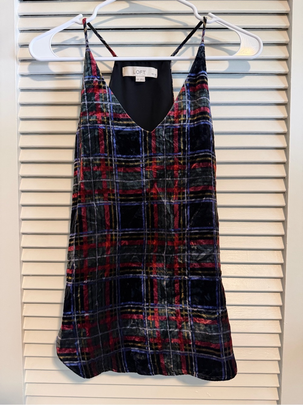 LOFT Velvet Plaid Camisole in Navy, Red, Purple